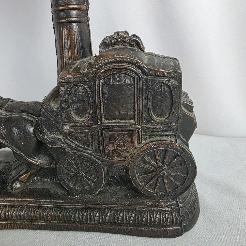 VTG Victorian Lamp Cinderella Carriage Street‎ Lamp Bakelite Switch Cobalt Glass